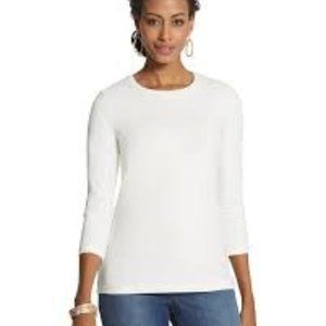 Chico's Size 3 (Women's SZ 16) True Color White Tee 3/4 sleeve. New!